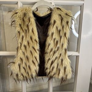 Faux Fur Animal Print Vest Womens  Size Medium
